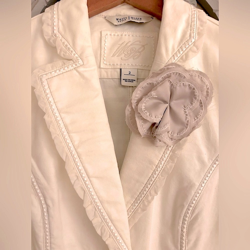 Coquette Cotton Belted Ribbon & Removable Flower Blazer - Picture 3 of 12
